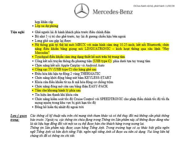 Thông tin sản phẩm Mercedes GLC 200